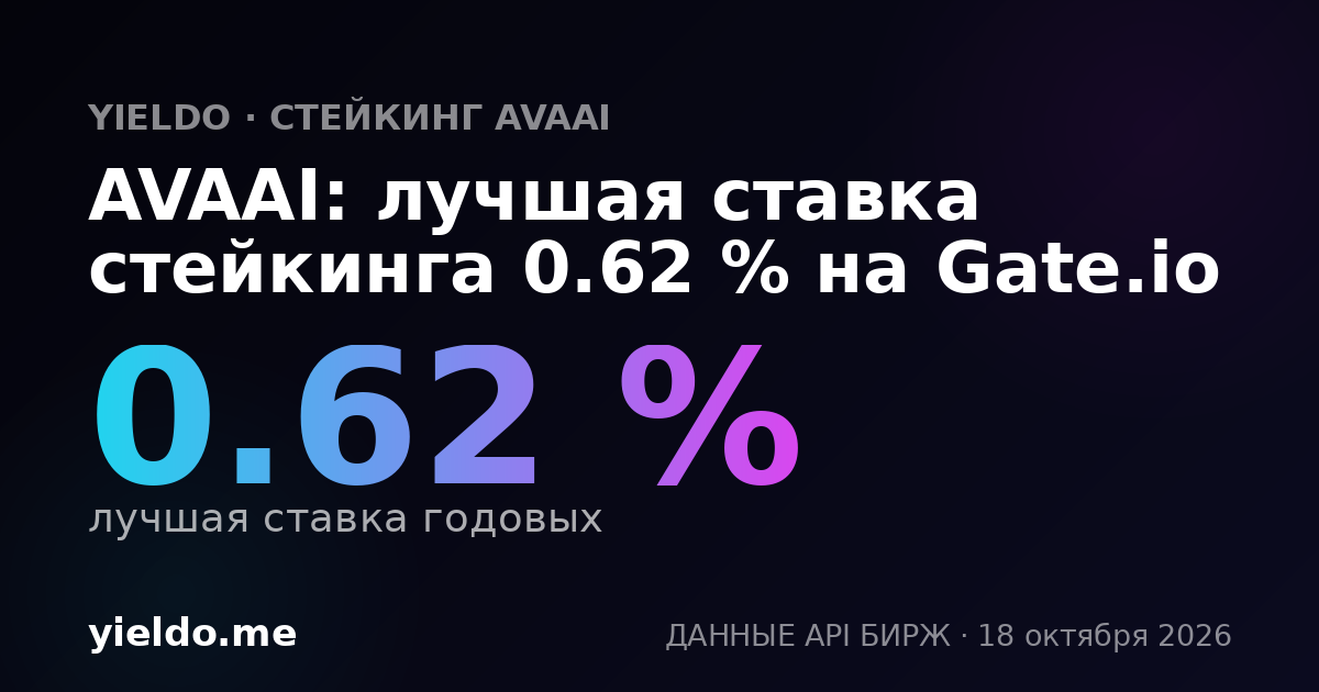 AVAAI: лучшая ставка стейкинга 0.62 % на Gate.io