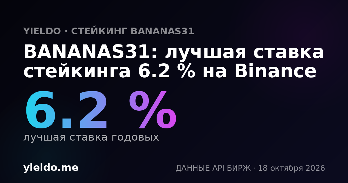 BANANAS31: лучшая ставка стейкинга 6.2 % на Binance