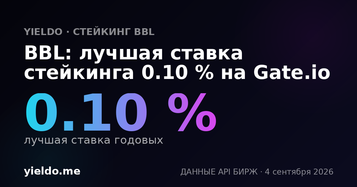 BBL: лучшая ставка стейкинга 0.10 % на Gate.io
