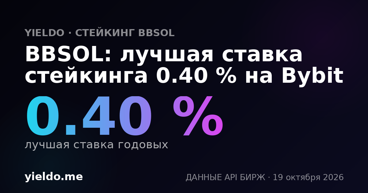 BBSOL: лучшая ставка стейкинга 0.40 % на Bybit