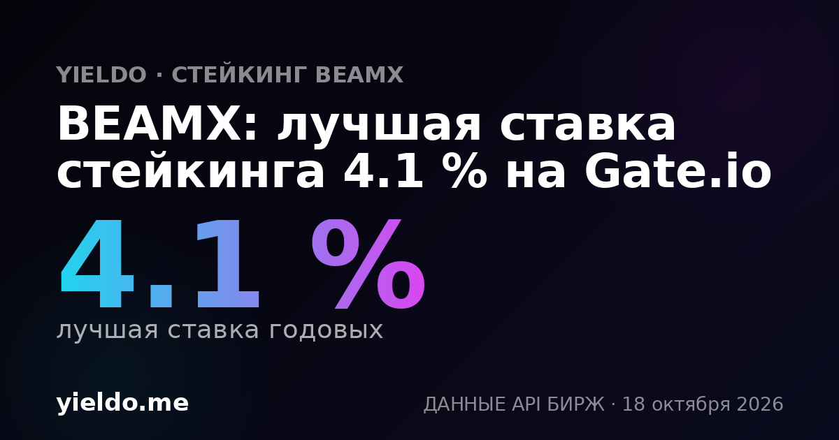 BEAMX: лучшая ставка стейкинга 2.4 % на Gate.io