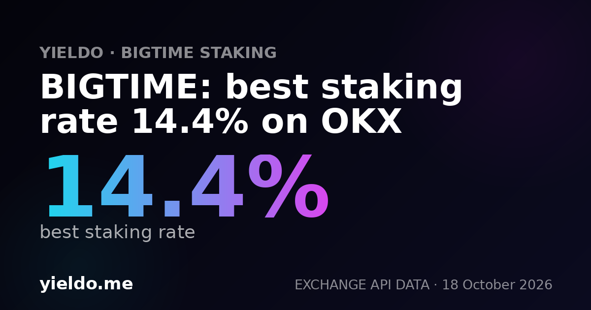 BIGTIME: best staking rate 14.4% on OKX