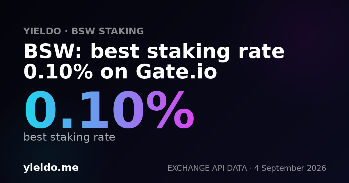 BSW: best staking rate 0.10% on Gate.io