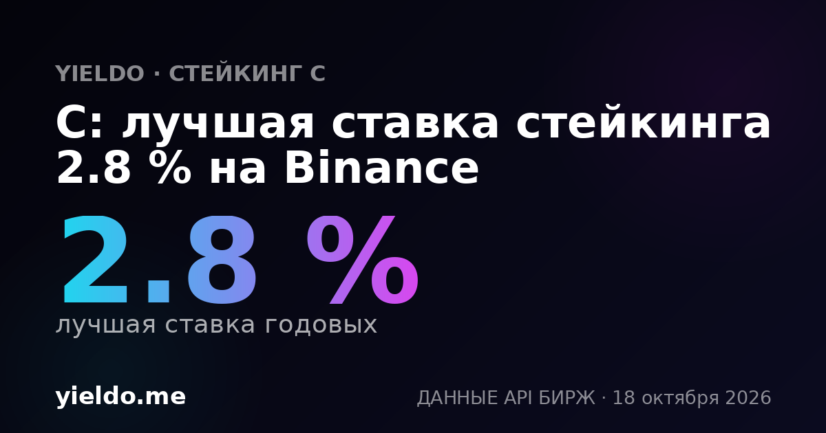 C: лучшая ставка стейкинга 2.3 % на Binance