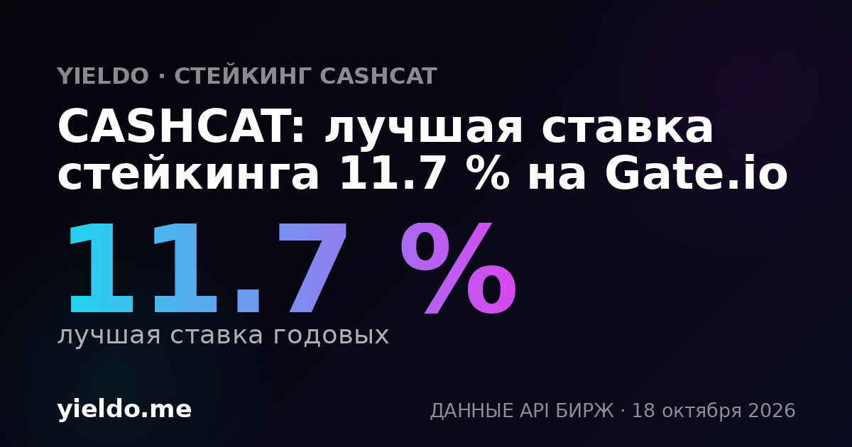 CASHCAT: лучшая ставка стейкинга 13.9 % на Gate.io