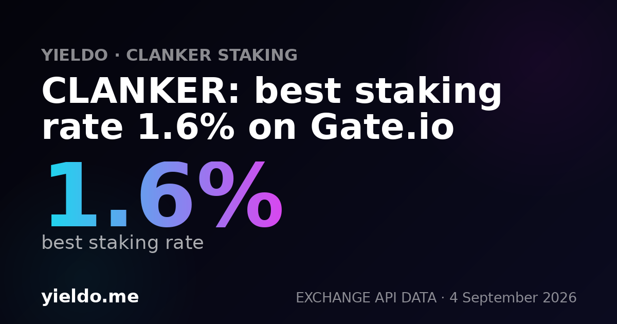CLANKER: best staking rate 1.6% on Gate.io