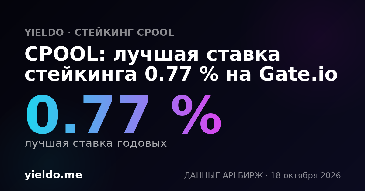 CPOOL: лучшая ставка стейкинга 0.77 % на Gate.io