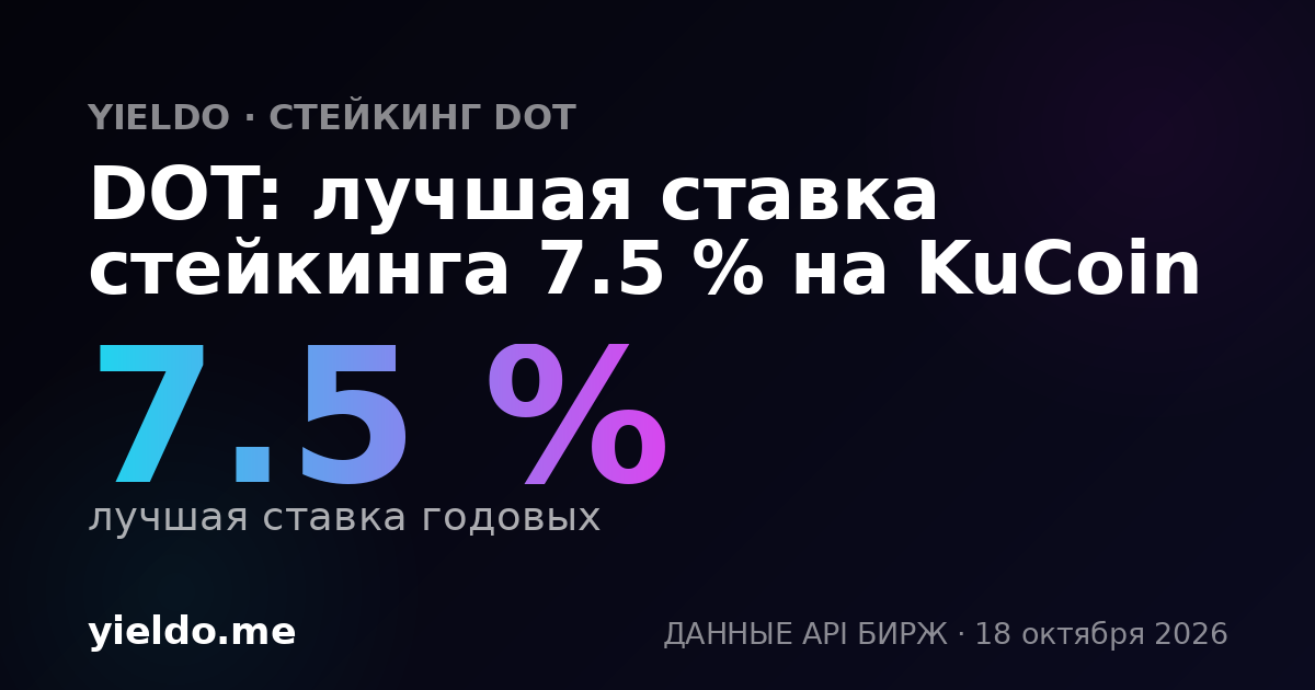 DOT: лучшая ставка стейкинга 7.5 % на KuCoin