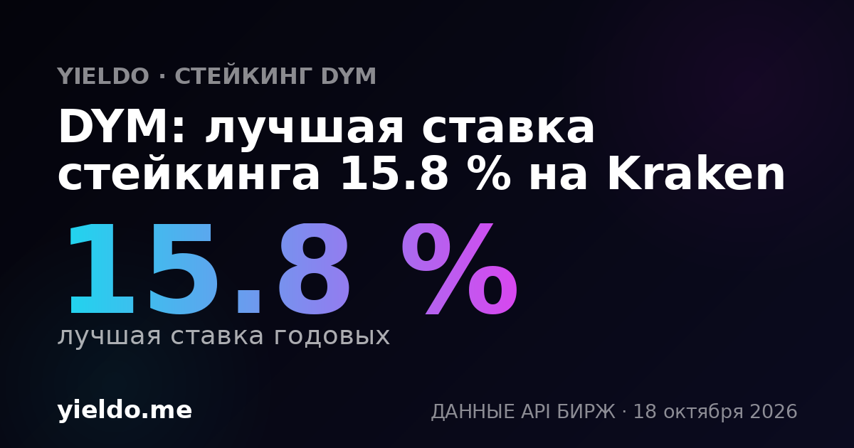 DYM: лучшая ставка стейкинга 15.8 % на Kraken