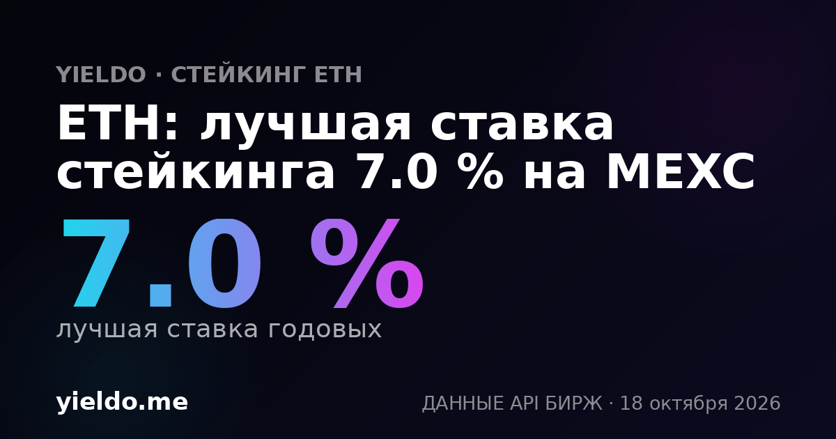 ETH: лучшая ставка стейкинга 7.0 % на MEXC