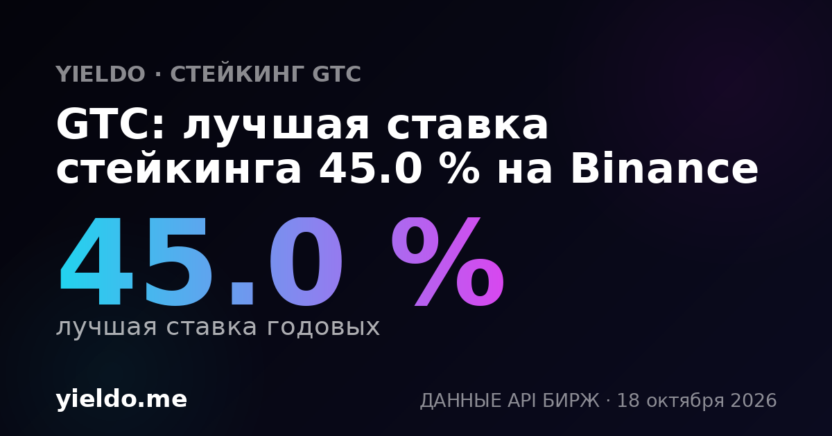 GTC: лучшая ставка стейкинга 44.9 % на Binance