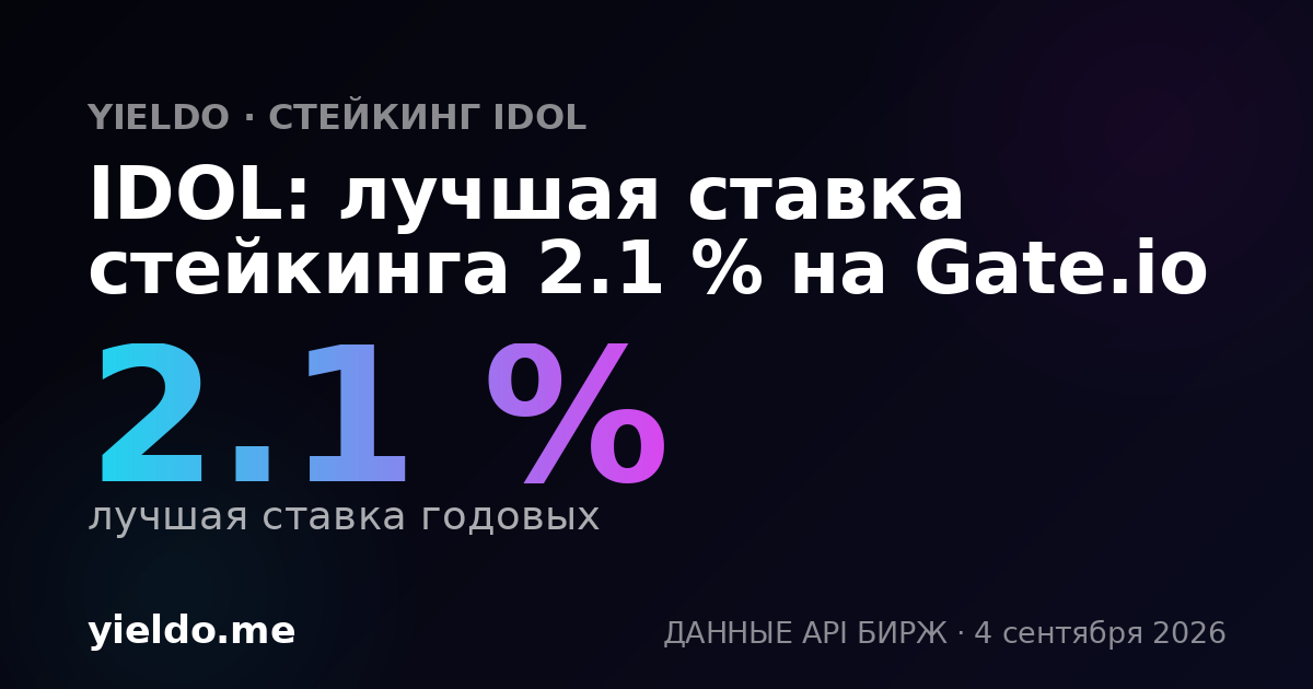 IDOL: лучшая ставка стейкинга 2.1 % на Gate.io
