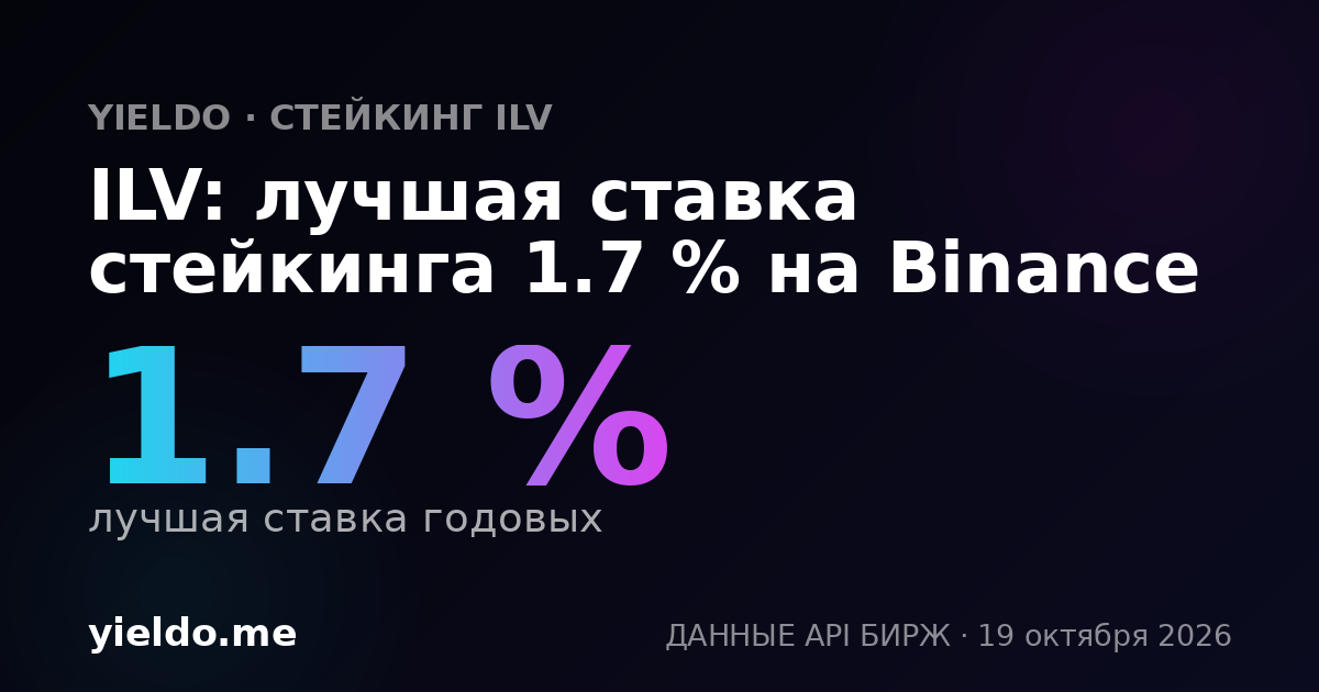 ILV: лучшая ставка стейкинга 1.7 % на Binance