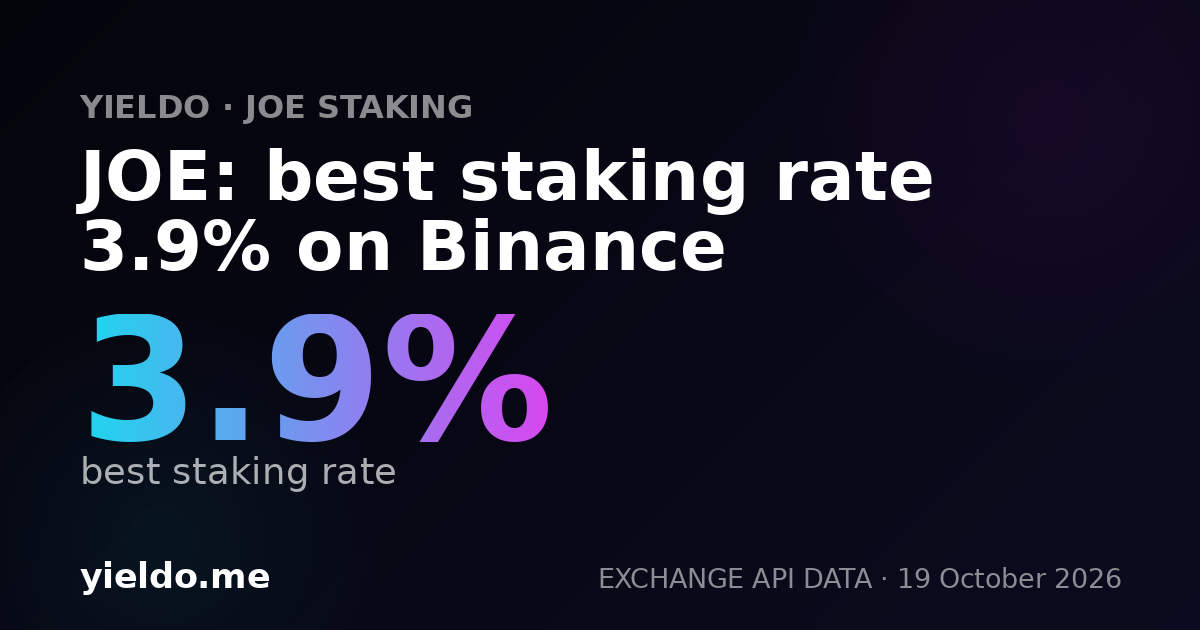 JOE: best staking rate 3.9% on Binance