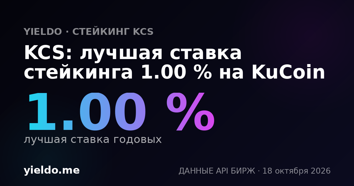 KCS: лучшая ставка стейкинга 1.00 % на KuCoin