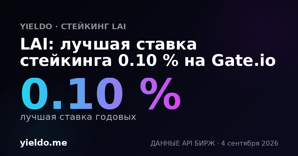 LAI: лучшая ставка стейкинга 0.10 % на Gate.io