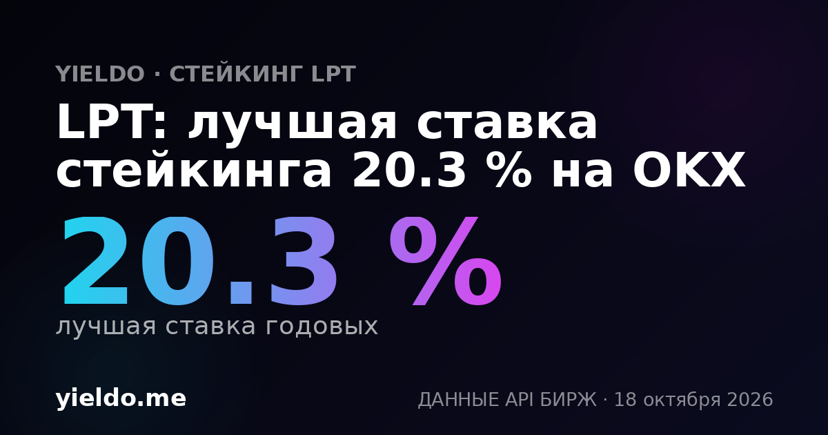 LPT: лучшая ставка стейкинга 20.4 % на OKX