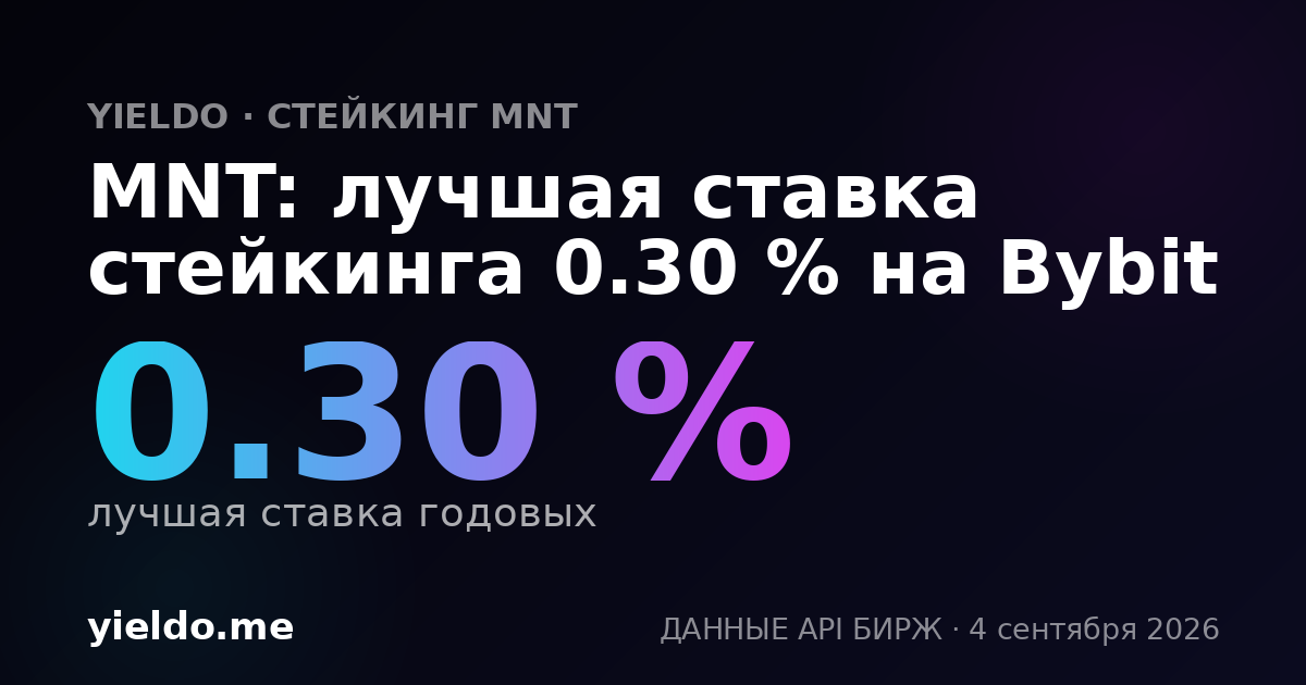 MNT: лучшая ставка стейкинга 0.30 % на Bybit