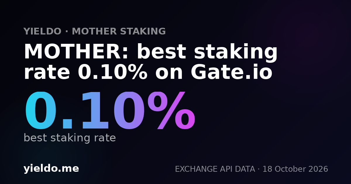 MOTHER: best staking rate 0.10% on Gate.io