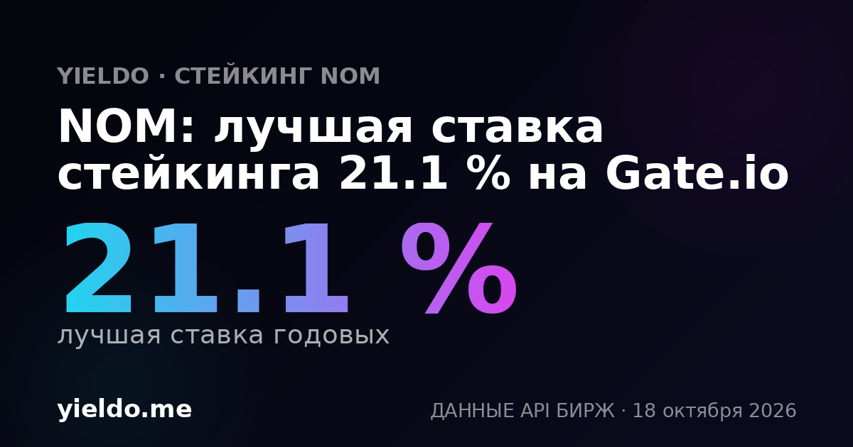 NOM: лучшая ставка стейкинга 16.4 % на Gate.io