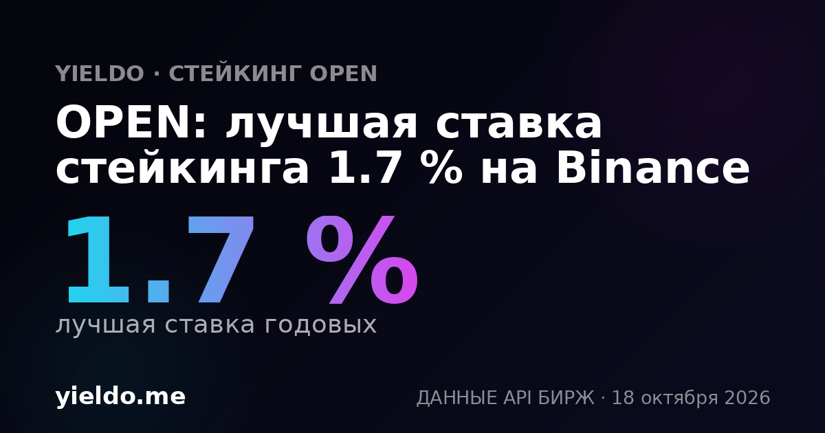 OPEN: лучшая ставка стейкинга 1.6 % на Binance