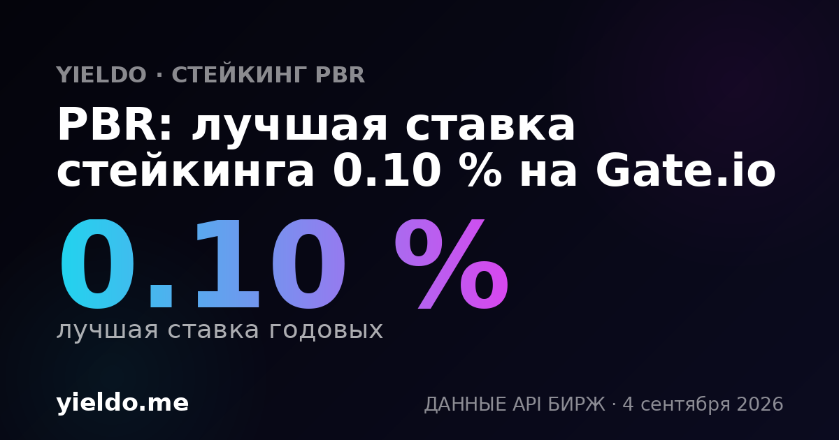 PBR: лучшая ставка стейкинга 0.10 % на Gate.io
