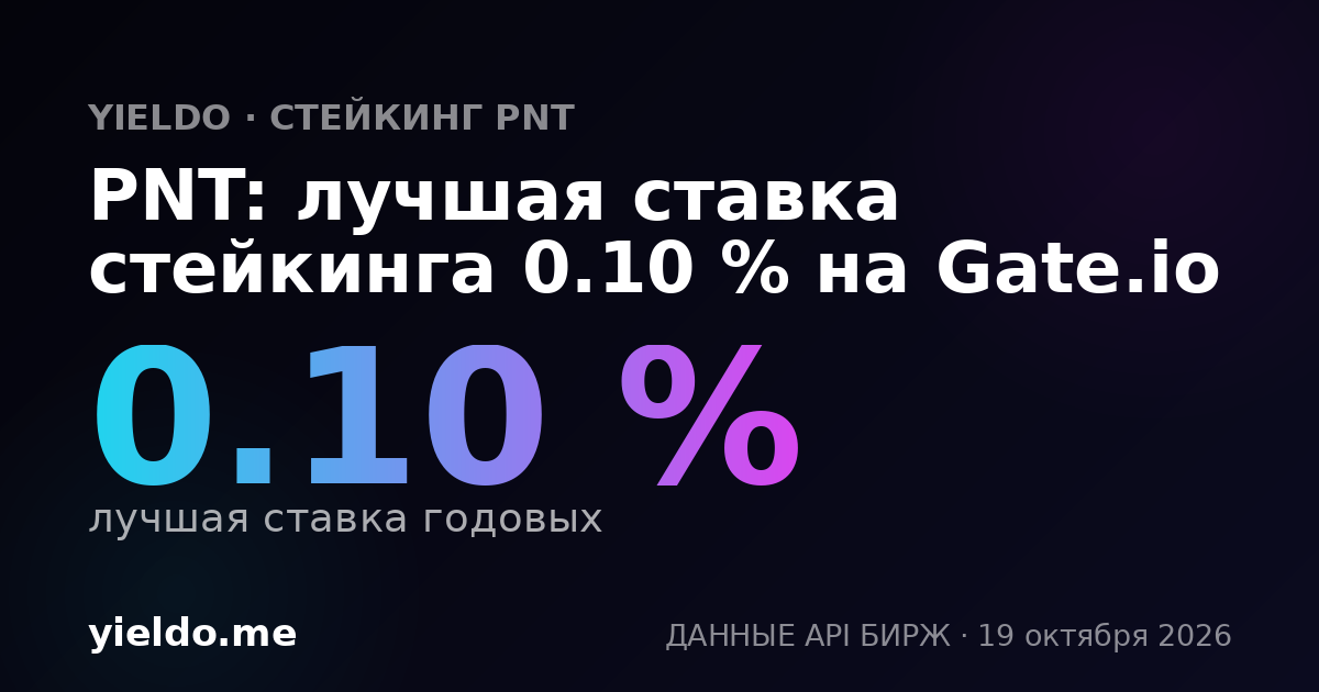PNT: лучшая ставка стейкинга 0.10 % на Gate.io