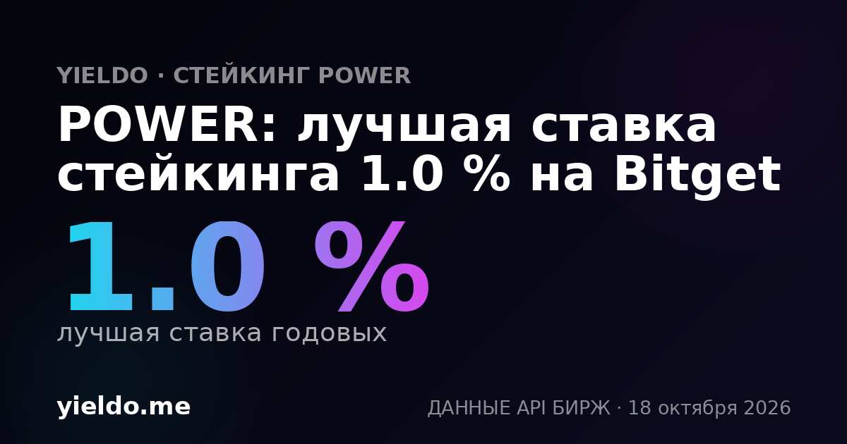 POWER: лучшая ставка стейкинга 1.0 % на Bitget