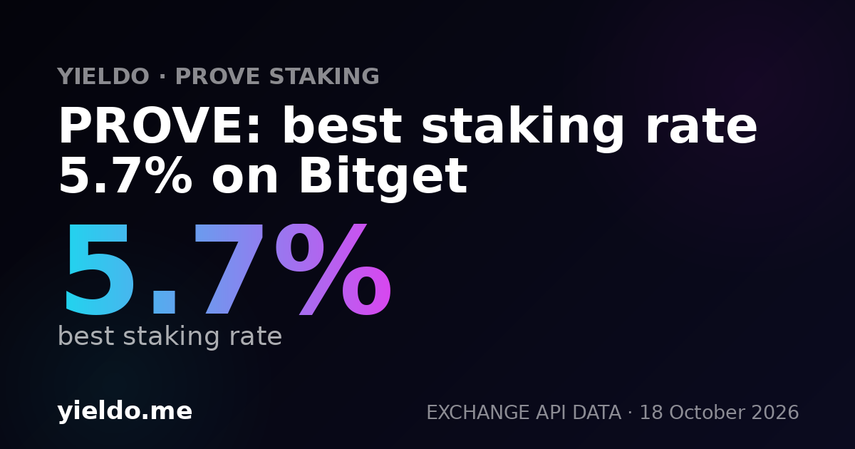 PROVE: best staking rate 6.5% on Bitget