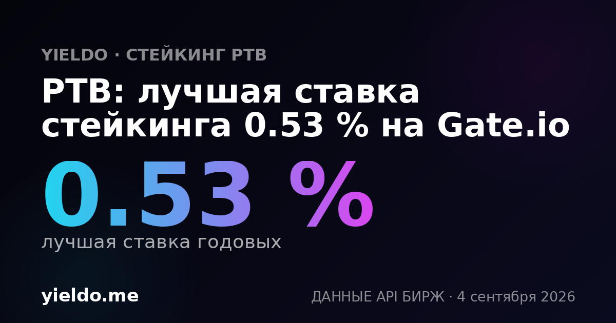 PTB: лучшая ставка стейкинга 0.53 % на Gate.io