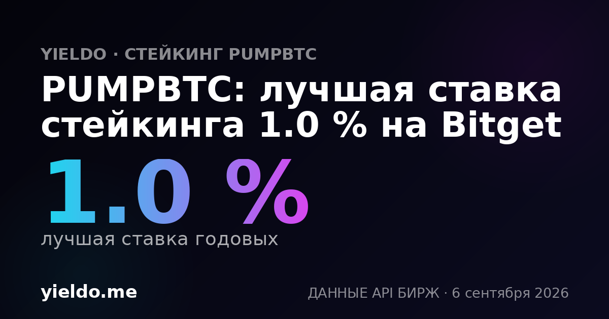 PUMPBTC: лучшая ставка стейкинга 1.0 % на Bitget