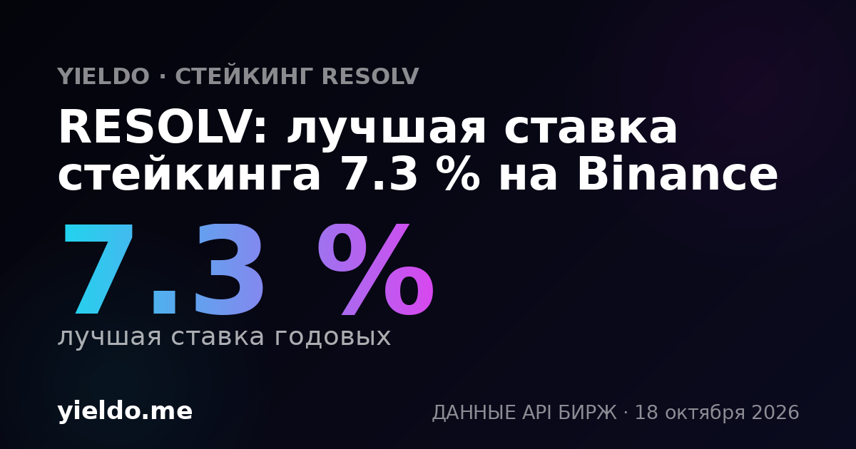 RESOLV: лучшая ставка стейкинга 7.1 % на Binance