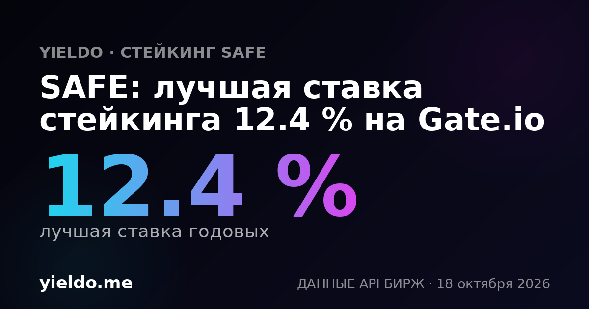 SAFE: лучшая ставка стейкинга 12.4 % на Gate.io