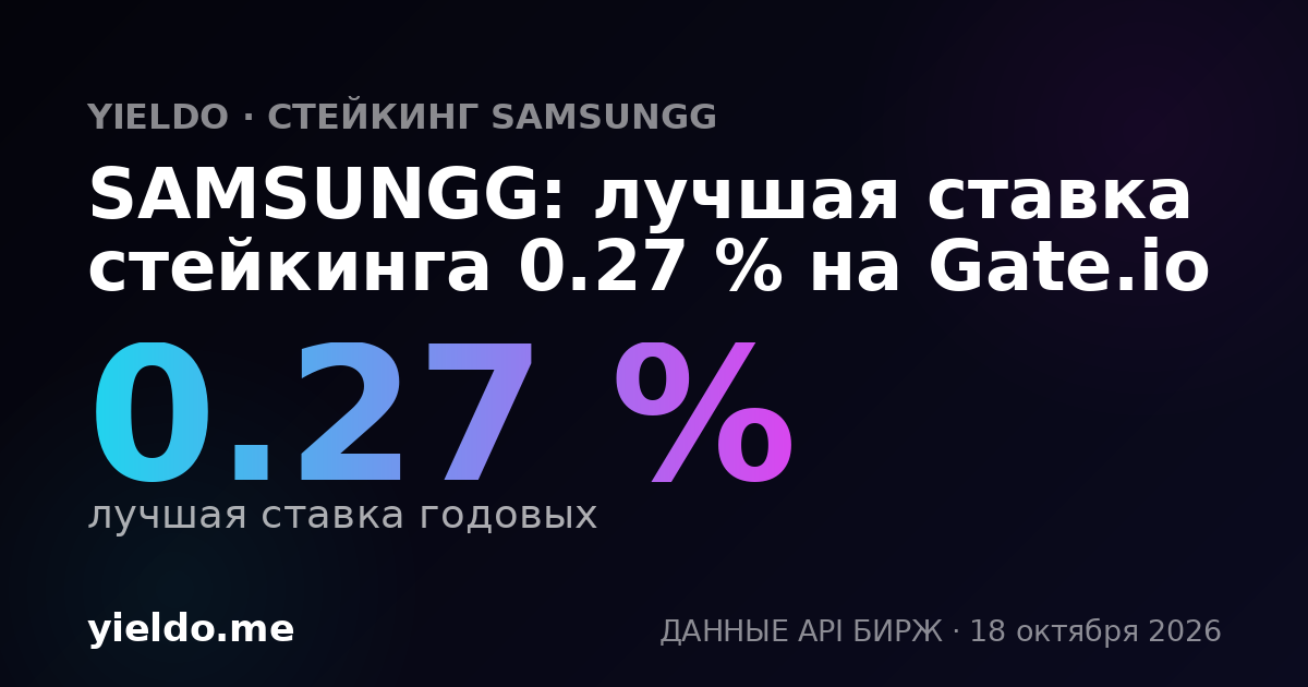 SAMSUNGG: лучшая ставка стейкинга 0.29 % на Gate.io