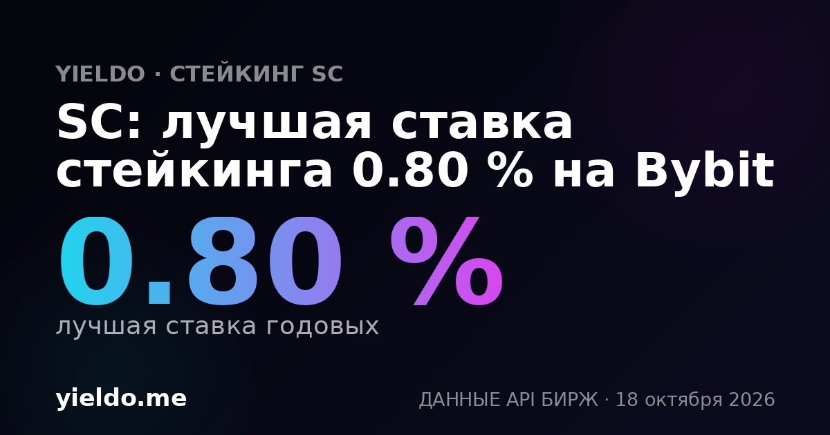 SC: лучшая ставка стейкинга 0.80 % на Bybit