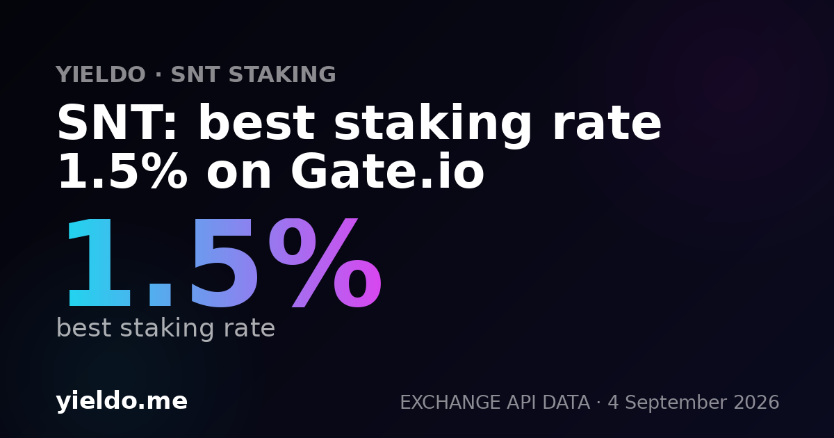SNT: best staking rate 2.2% on Gate.io