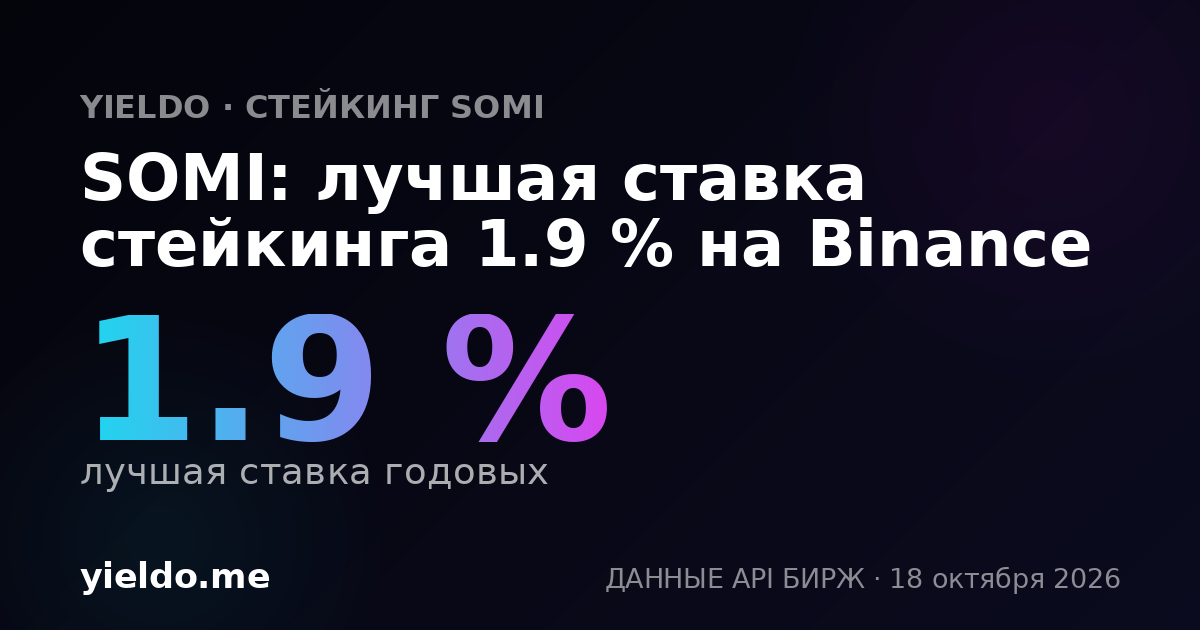 SOMI: лучшая ставка стейкинга 1.8 % на Binance