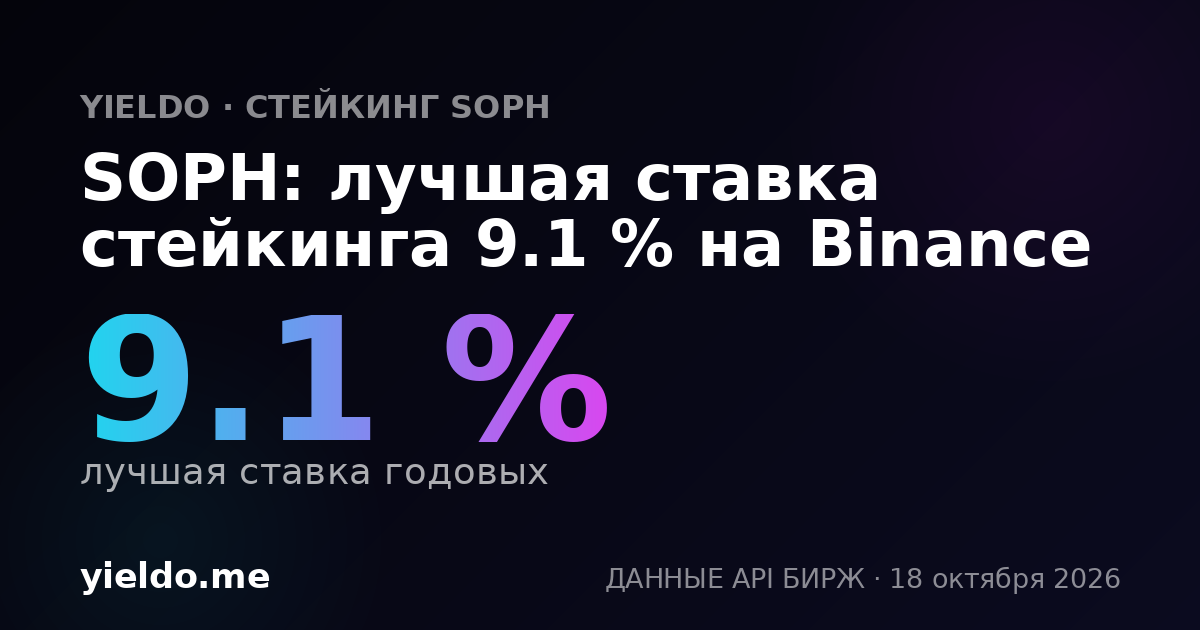 SOPH: лучшая ставка стейкинга 9.1 % на Binance