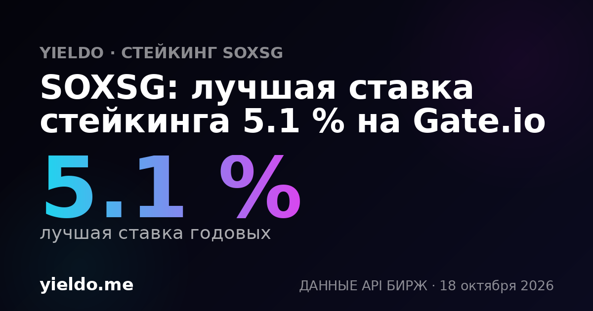 SOXSG: лучшая ставка стейкинга 5.1 % на Gate.io