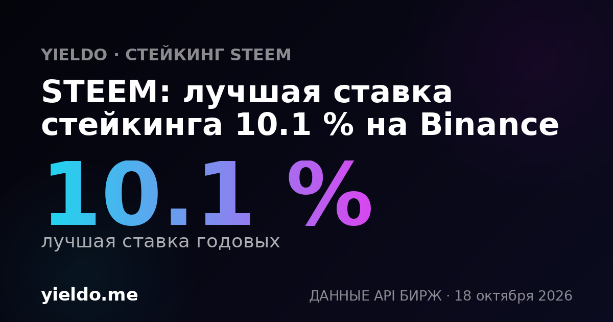 STEEM: лучшая ставка стейкинга 9.4 % на Binance