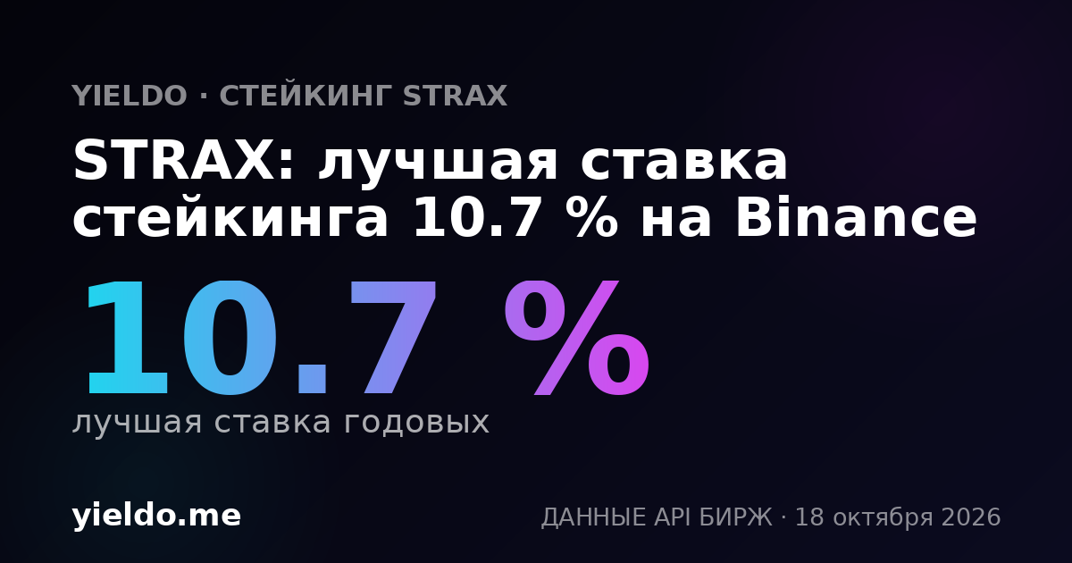 STRAX: лучшая ставка стейкинга 10.7 % на Binance
