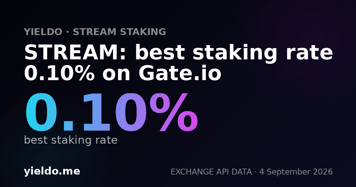 STREAM: best staking rate 0.10% on Gate.io
