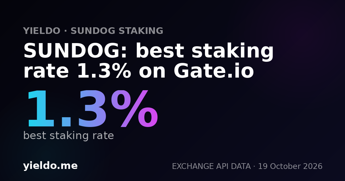 SUNDOG: best staking rate 1.3% on Gate.io
