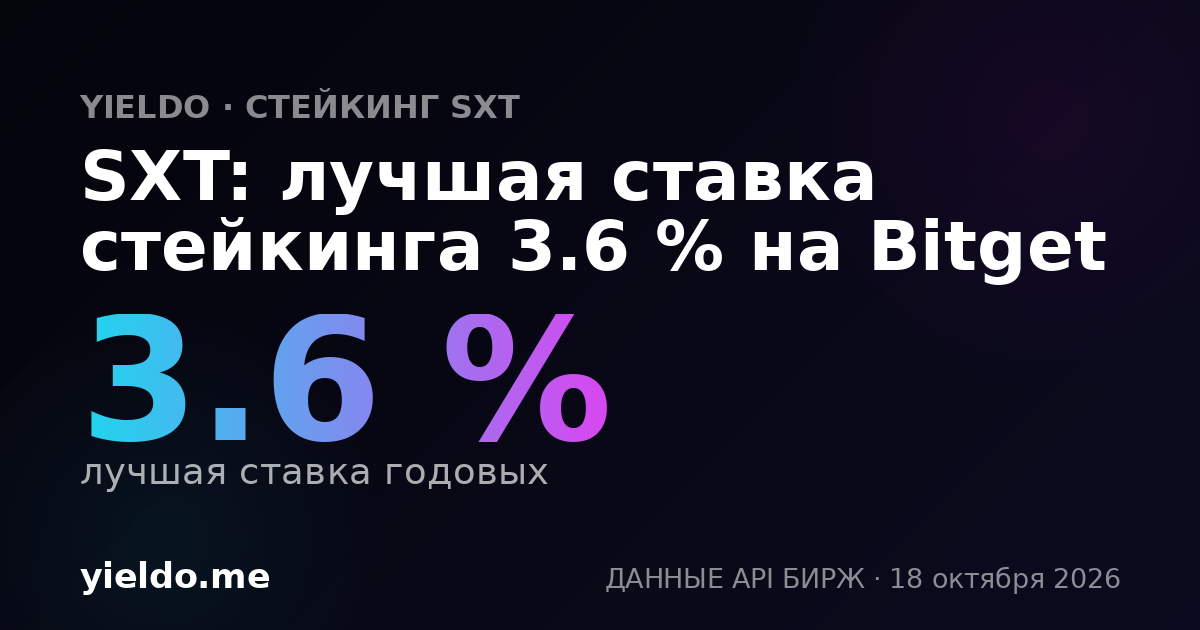 SXT: лучшая ставка стейкинга 3.6 % на Bitget