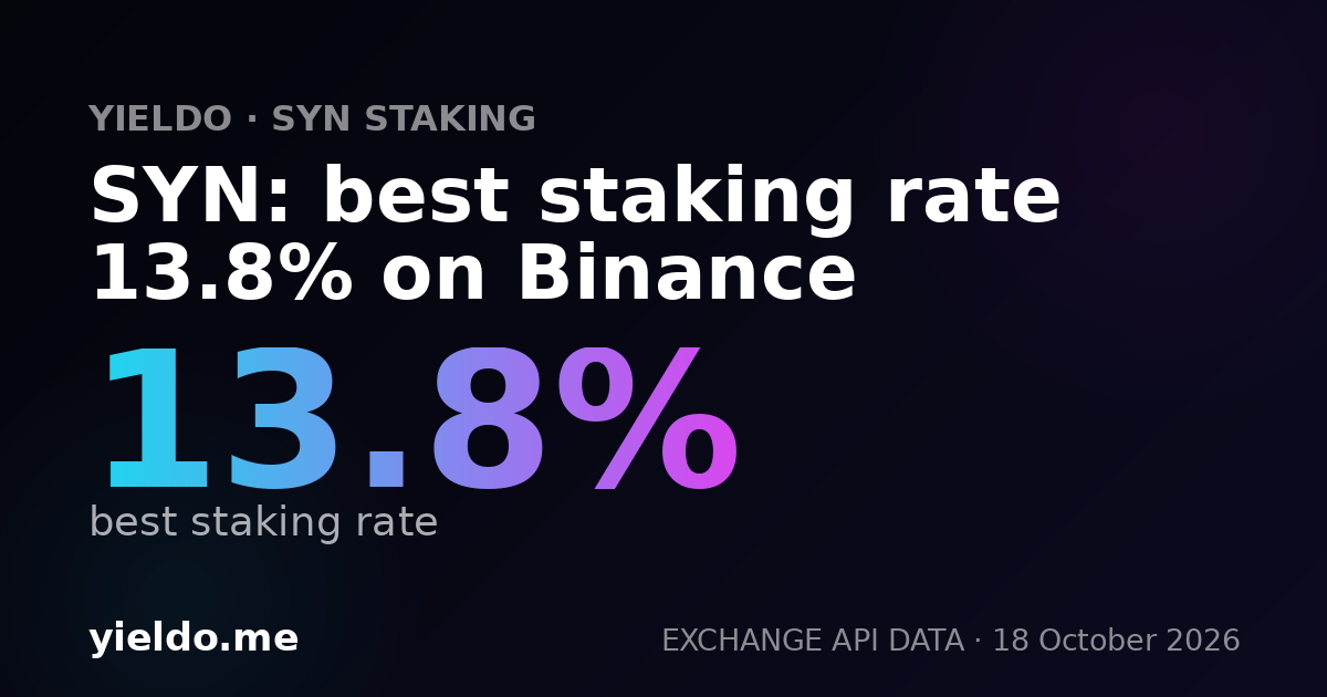 SYN: best staking rate 13.8% on Binance