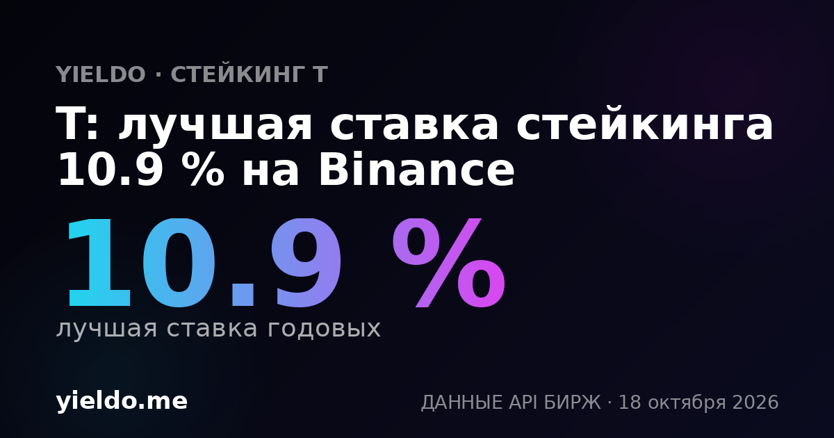 T: лучшая ставка стейкинга 10.9 % на Binance