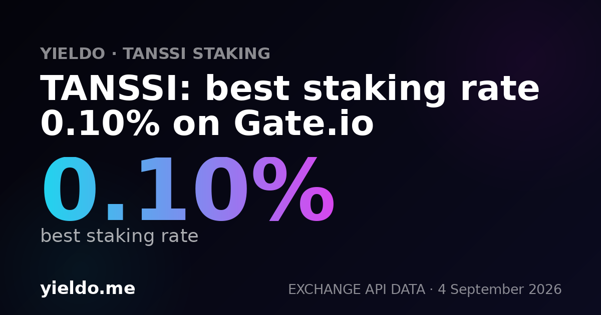 TANSSI: best staking rate 0.10% on Gate.io