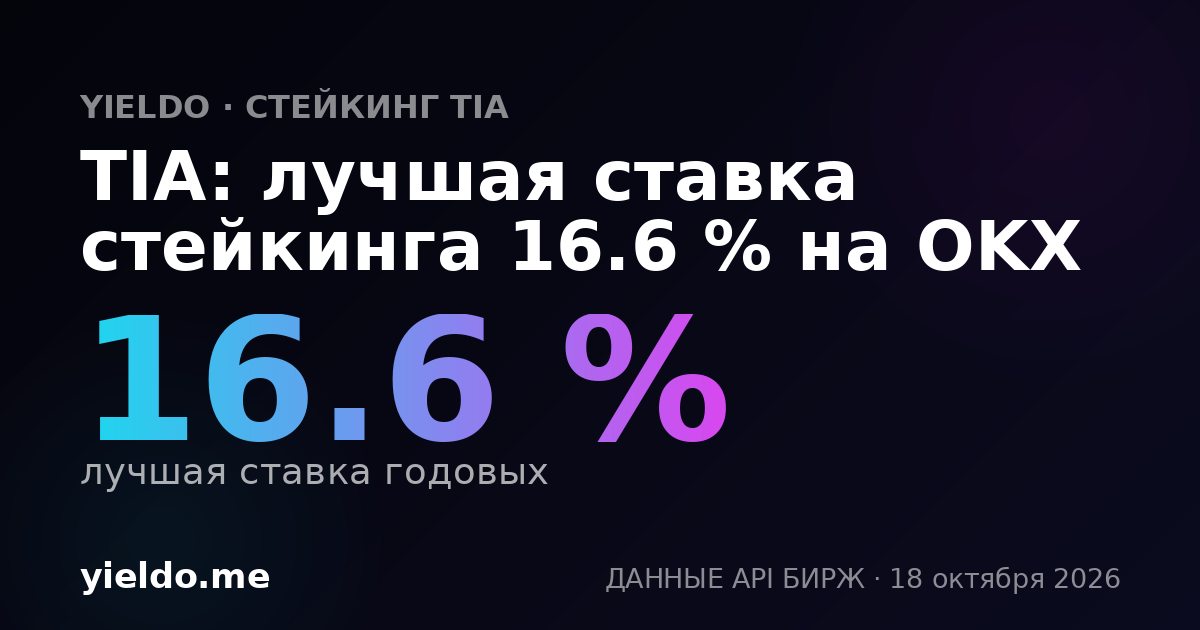 TIA: лучшая ставка стейкинга 17.0 % на OKX