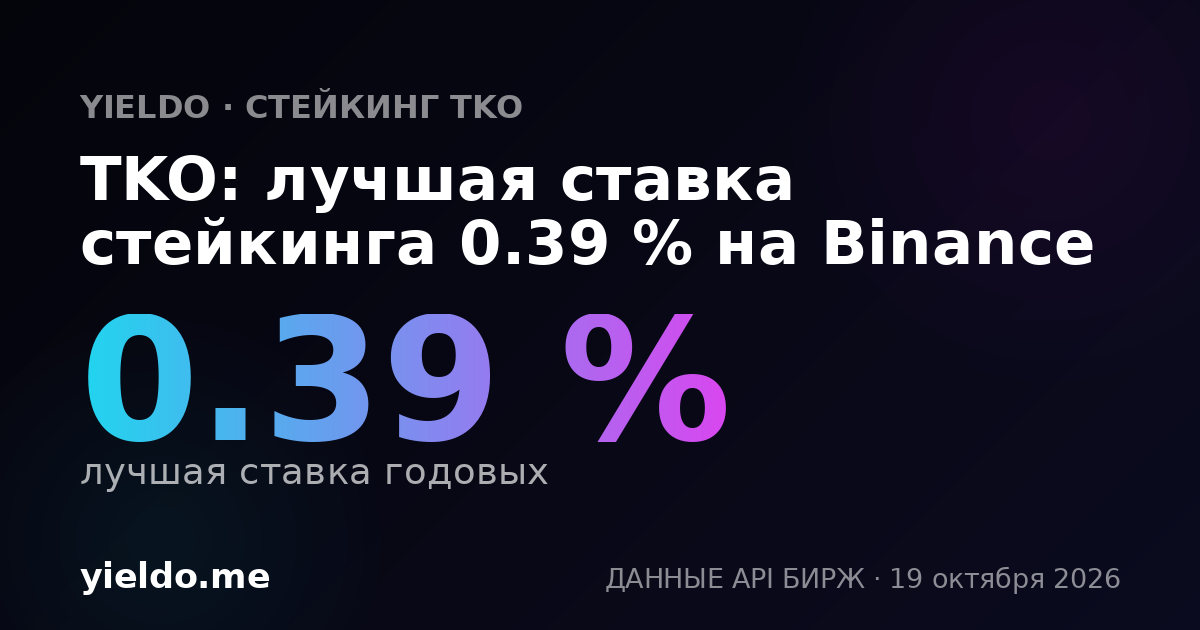 TKO: лучшая ставка стейкинга 0.39 % на Binance