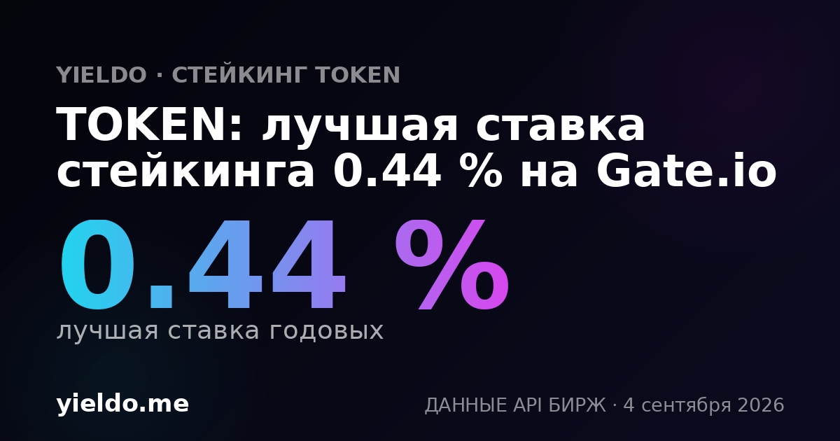 TOKEN: лучшая ставка стейкинга 0.42 % на Gate.io